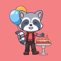 Birthday Raccoon Cute Cartoon vector