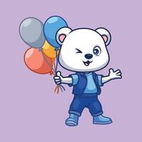 Birthday Polar Bear Cute Cartoon vector