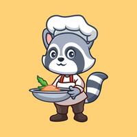 Chef Raccoon Cute Cartoon vector
