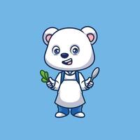 Chef Polar Bear Cute Cartoon vector