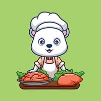 Chef Polar Bear Cute Cartoon vector