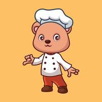 cocinero oso linda dibujos animados personaje vector