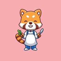 Chef Red Panda Cute Cartoon vector