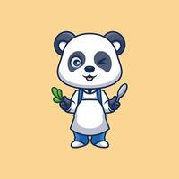 cocinero panda linda dibujos animados vector