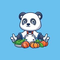 cocinero panda linda dibujos animados vector