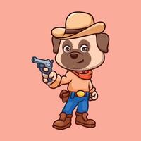 Pub Cowboy Dog Cartoon Illustration vector