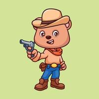 Cowboy Bear Cute Cartoon vector