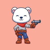 Cowboy Polar Bear Cartoon vector