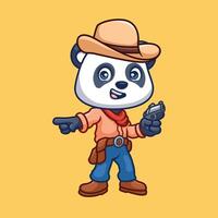 vaquero panda linda dibujos animados vector