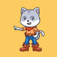 Cat Cowboy Sherrif Cute Cartoon Illustration vector