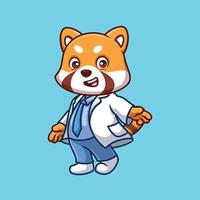 médico rojo panda linda dibujos animados vector