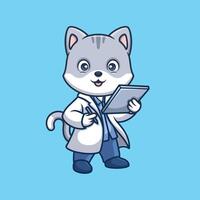 Doctor Grey Cat Cute Cartoon vector