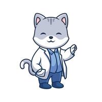 Doctor Grey Cat Cute Cartoon vector