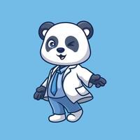 médico panda linda dibujos animados vector