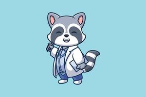 Animal cute cartoon zoo medicine doctor character illustration pet nurse hospital vector