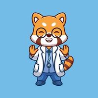 médico rojo panda linda dibujos animados vector