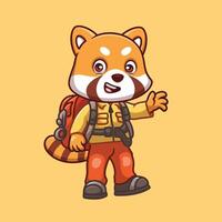 Firefighter Red Panda Cute Cartoon vector