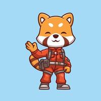 Firefighter Red Panda Cute Cartoon vector