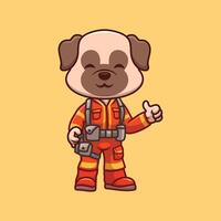 Firefighter Pub Dog Cute cartoon vector