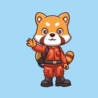 Firefighter Red Panda Cute Cartoon vector