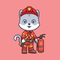 Animal cartoon firefighter illustration cute kids fireman rescue child educational vector