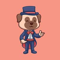 Cartoon animal magician trick perform magic cute illustration kids vector