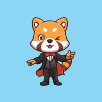 Magician Red Panda Cute Cartoon vector