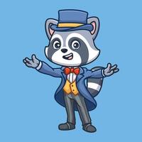 Magician Raccoon Cute Cartoon vector