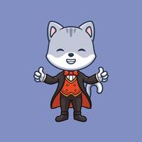 Magician Grey Cat Cartoon vector