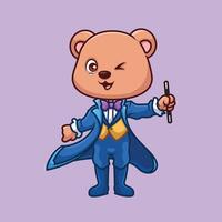 Magician Bear Cute Cartoon Character vector