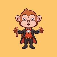 Magician Monkey Cute Cartoon vector