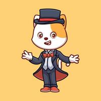 Cartoon animal magician trick perform magic cute illustration kids vector