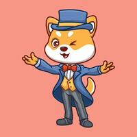 Magician Shiba Inu Cute Cartoon vector