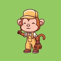 Mechanic cartoon animal character cute illustration handyman tool auto vector