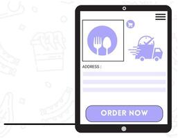 Food order payment in mobile app vector illustration