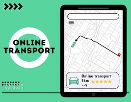 Online transport apps with maps vector illustration