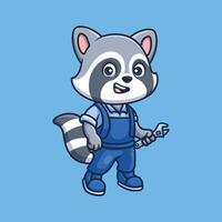 Mechanic Raccoon Cute Cartoon vector