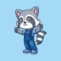 Mechanic Raccoon Cute Cartoon vector