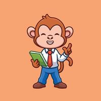 Teacher Monkey Cute Cartoon vector