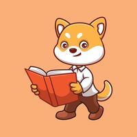 Teacher Shiba Inu Cute cartoon vector