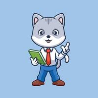 cute animal teacher study school kids cartoon illustration cute vector