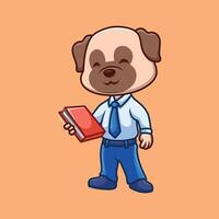 Teacher Pub Dog Cute Cartoon vector