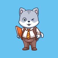 cute animal teacher study school kids cartoon illustration cute vector