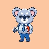 cute animal teacher study school kids cartoon illustration cute vector