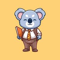 cute animal teacher study school kids cartoon illustration cute vector