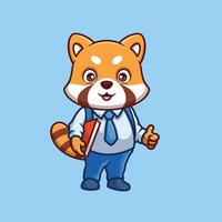 Teacher Red Panda Cute Cartoon vector