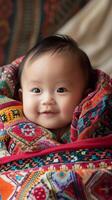 AI generated Cultural touch, Incorporate elements of the baby's cultural background into the image, background image, generative AI photo