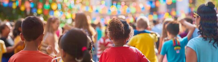 ai generado un vibrante comunidad celebracion o festival con personas desde varios etnias, siglos, y habilidades viniendo juntos a celebrar diversidad y cultura, generativo ai foto