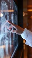 AI generated Healthcare Innovation, healthcare professional using a touch screen interface to access patient records or medical imaging, background image, generative AI photo