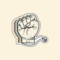 Clenched fist design with different retro color layers sticker concept vector